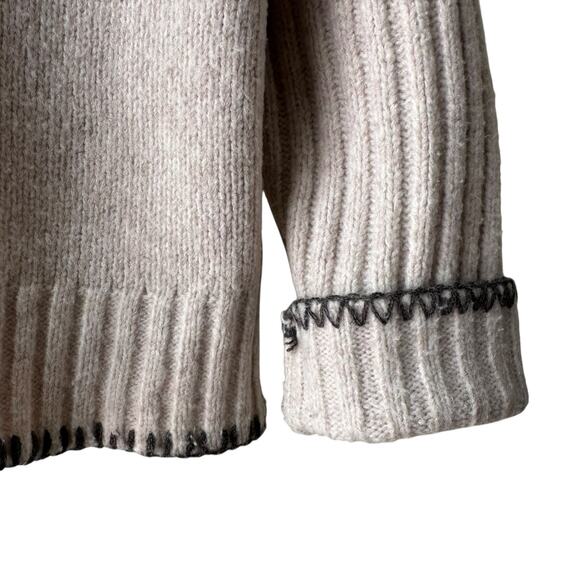 Joie Mock Neck Hand Finished Edge Sweater, Size XS, Oatmeal - Picture 6 of 9